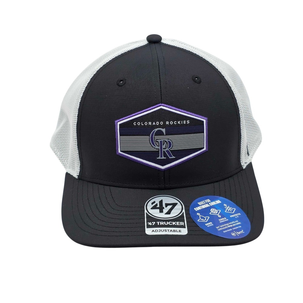 '47 Brand Colorado Rockies MLB Burgess Trucker Snapback Hat Cap Black White NEW